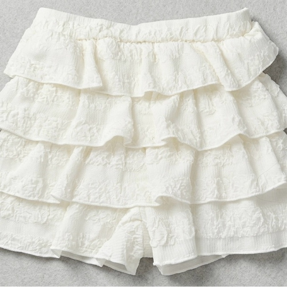 Tiered Ruffle White Women's Skort